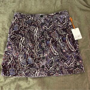 corduroy paisley print button down skirt